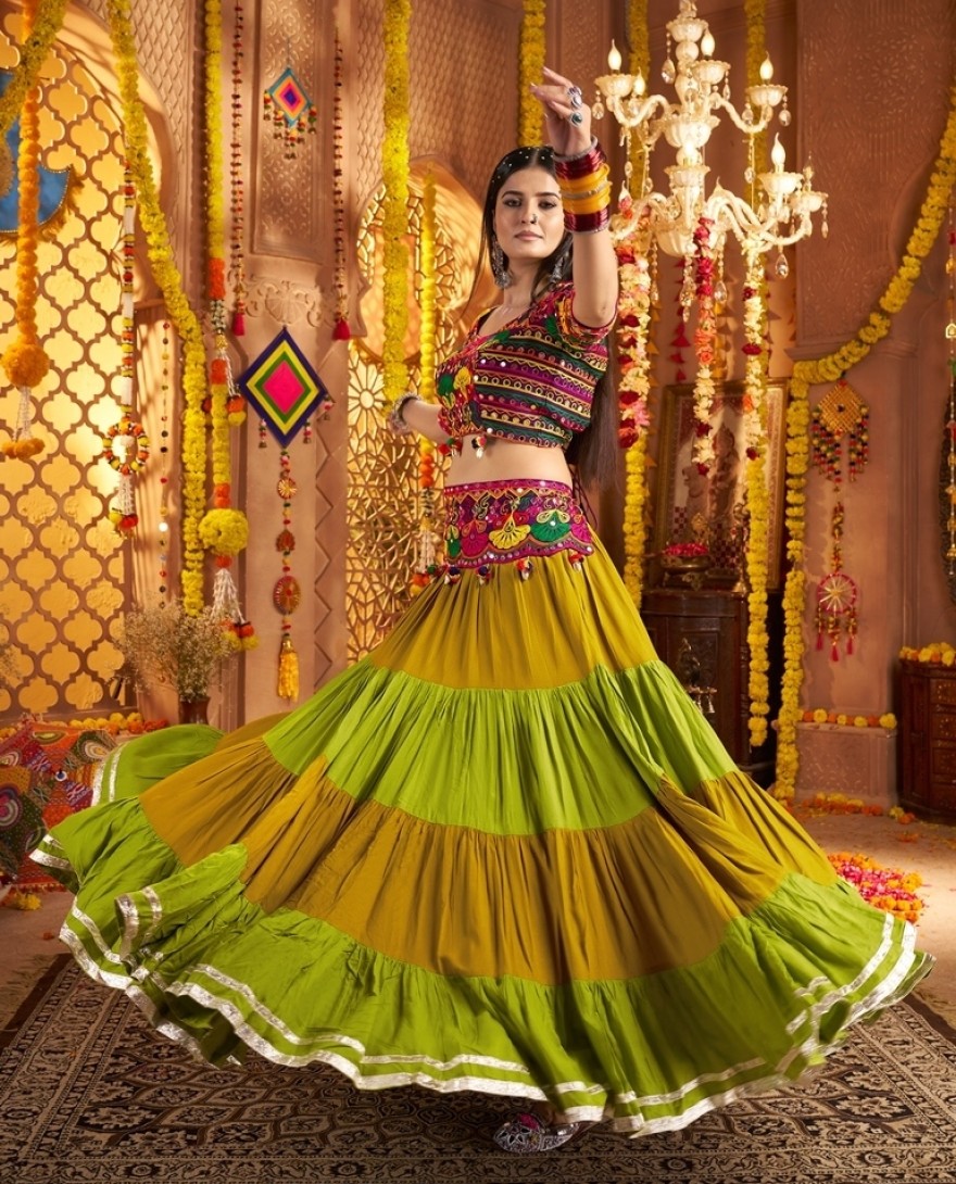 11023 - Chic Multi-Color Mirror Work Navratri Special Lehenga Choli